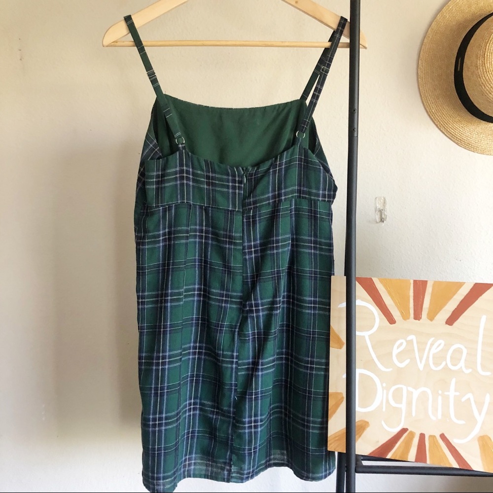 UO Straight Neck Green Plaid Mini Dress Sz.4 - Picture 8 of 13
